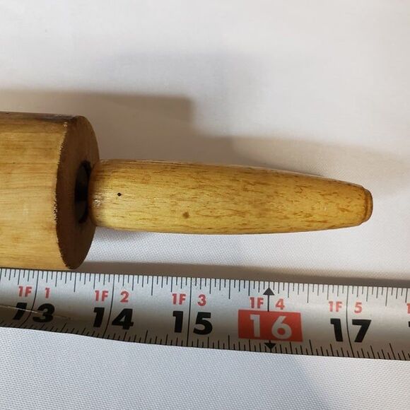 Vintage Wooden Rolling Pin 17" Primitive Farmhouse Decor Kitchen Hanging - Picture 8 of 9